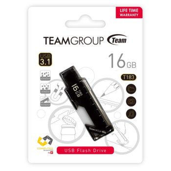 Памет 16GB USB Flash Drive, Team Group T183, USB 3.1, черна | JAR Computers USB памет Team Group T183 16GB USB 3.1