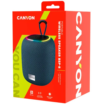 Тонколона Canyon BSP-8, 10W RMS, Bluetooth, AUX, USB, до 3 часа с едно зареждане, RGB подсветка, сива | JAR Computers Canyon BSP-8 Grey