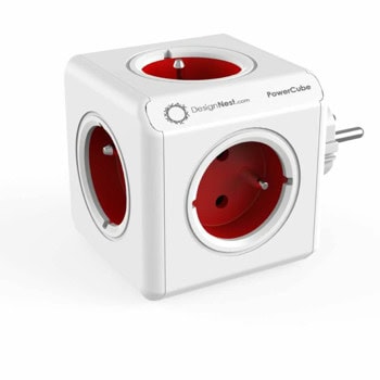 Разклонител DesignNest PowerCube Original 1100RD, 5 гнезда, тип "куб", червен | JAR Computers DesignNest PowerCube Original 1100RD