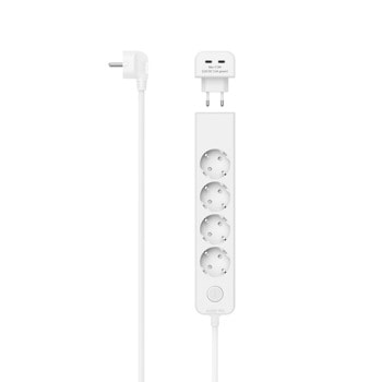 Разклонител HAMA 223191, 5 гнезда, 2x USB-C, бутон за вкл./изкл., 1.4 m, бял | JAR Computers HAMA 223191