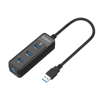 USB Хъб Orico W5PH4-U3, 4 порта, от USB Type-A към 4x USB 3.0 Type-A, черен | JAR Computers Orico W5PH4-U3, Black, USB3.0