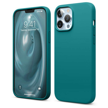 Soft Silicone Case за iPhone 13 Pro Max тъмнозелен