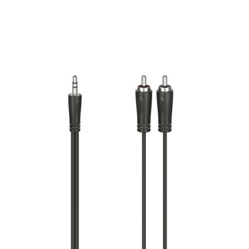Кабел HAMA 205111, от AUX(м) към 2x RCA(м), 3m, черен | JAR Computers Аудио кабел HAMA 205111