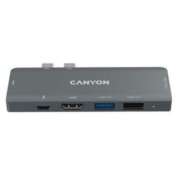 Докинг станция Canyon Multiport Docking Station CNS-TDS05B, 1x USB Type-C, 2x HDMI, 1x USB 3.0, 1x SD Card reader, image