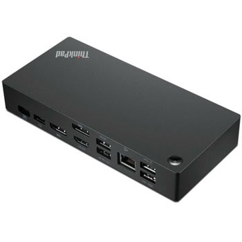 Докинг станция Lenovo ThinkPad Universal USB-C Dock (with 135W Power Adapter) (40AY0135EU), от USB C към 1x USB C, 5x USB A, 2x DisplayPort, 1x HDMI, 1x RJ45, 1x AUX, черен | JAR Computers Lenovo ThinkPad Universal USB-C Dock 40AY0135EU