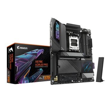 Дънна платка GIGABYTE X870E AORUS PRO WIFI 7, AM5, X870E, DDR5, PCI-E 5.0, (HDMI), 4x SATA 6Gb/s, 1x M.2, 2.5GbE LAN, WiFi 7, Bluetooth 5.3, ATX | JAR Computers дънна платка gigabyte x870e aorus pro wifi 7