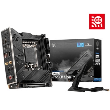 Дънна платка MSI MEG Z690I UNIFY, Z690, LGA1700, DDR5, PCI-E 5.0 (DP&HDMI), 3x M.2, 4x SATA 6Gb/s, 2x USB Type-C, mITX | JAR Computers MSI MEG Z690I UNIFY