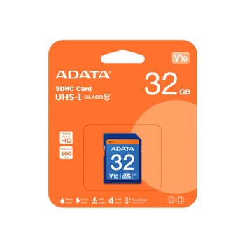 Карта памет 32GB SDHC, Adata Premier, Class 10 UHS-I, скорост на четене 30MB/s, скорост на запис 10MB/s | JAR Computers 32GB SDHC Adata Premier UHS-I