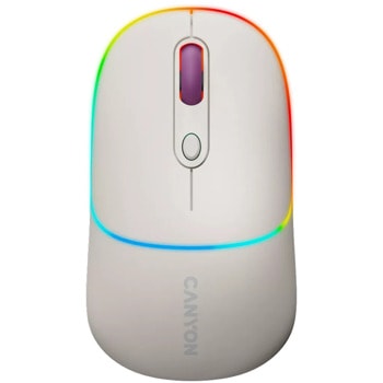 Мишка Canyon MW-22, оптична (1600dpi), безжична, USB, Bluetooth, светлосива, RGB подсветка, 4 бутона | JAR Computers Canyon MW-22 CNS-CMSW22RC