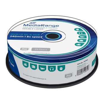 Оптичен носител DVD+R 8.5Gb, MediaRange MR469, 8x, 25бр. | JAR Computers MediaRange DVD+R Dual Layer 8.5Gb 8X 25 MR469