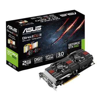 Видео карта GF GTX 660, 2GB Asus GTX660-DC2-2GD5, PCI-E 3.0, DDR5, 192bit, HDMI, DisplayPort, 2xDVI | JAR Computers GF GTX 660