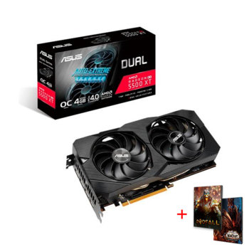 Видео карта AMD Radeon RX 5500 XT с подарък игра Godfall, 4GB, Asus Dual EVO OC Edition, PCI-E 4.0, GDDR6, 128-bit, 3x DisplayPort, HDMI | JAR Computers Asus Dual Radeon RX 5500 XT EVO OC Edition