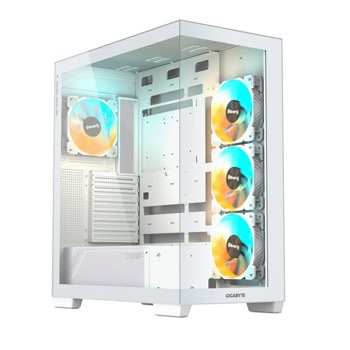 Кутия Gigabyte C500 PANORAMIC Stealth Ice, ATX/mATX/Mini-ITX, 2x USB 3.0 Type-A, 1x USB 3.2 Gen2 Type-C, с прозорец, бяла, без захранване | JAR Computers Gigabyte C500 PANORAMIC Stealth Ice GB-C500PI ST