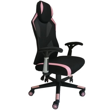 Геймърски стол RFG Soft Game, до 120 кг. макс тегло, текстил/меш, коригиране височина, газов амортисьор, черен/розов image