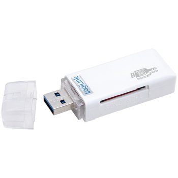 Четец за карти LogiLink, SDXC/SDHC/SD, microSDXC/SDHC/SD, USB 3.0, бял image