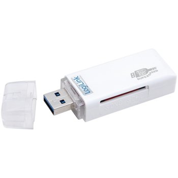 Четец за карти LogiLink, SDXC/SDHC/SD, microSDXC/SDHC/SD, USB 3.0, бял | JAR Computers LogiLink USB 3.0 Mini CR0034