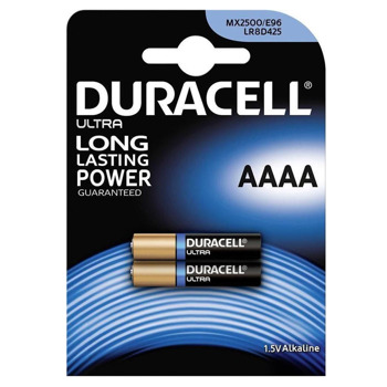 Батерии алкални Duracell DULR8D425, АААА, 1.5V, 2 бр. в опаковка | JAR Computers Duracell AAAA 1.5V 2бр DULR8D425