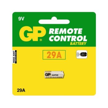 Батерии алкални GP Remote Control А29, 9V, 5 бр. в опаковка, цена за 1 бр. | JAR Computers Батерии алкални GP Remote Control А29, 9V, 5 бр.