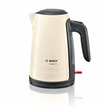Електрическа кана Bosch TWK6A017, вместимост 1,7 л., aвтоматично изключване, варовиков филтър от неръждаема стомана, 2400 W, бежова | JAR Computers Bosch TWK6A017