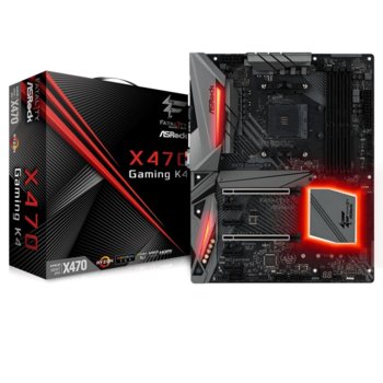 Дънна платка ASRock X470 Gaming K4, X470, AM4, DDR4, PCI-E(HDMI)(CFX&SLi), 6x SATA3 6.0 Gb/s, 2x M.2 Socket, 1 x USB 3.1 Gen2 Type-C, 1 x USB 3.1 Gen2 Type-A, ATX | JAR Computers ASRock X470 GAMING K4