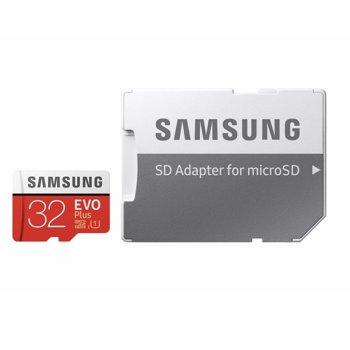 Карта памет 32GB microSDHC, Samsung EVO Plus + Adapter (MB-MC32GA/EU), Class10, UHS-I, скорост на четене 95MB/s, скорост на запис 20MB/s image