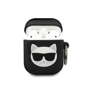 Защитен калъф Karl Lagerfeld Choupette Silicone Case, за Apple Airpods/Airpods 2, силиконов, с карабинер, черен image