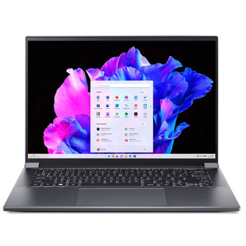 Лаптоп Acer Swift X SFX14-71G-70TE (NX.KMPEX.006)(сив), четиринадесетядрен Intel Core i7-13700H 2.4/5.0GHz, 14.5" (36.83cm) WQXGA+ OLED 120Hz Glare дисплей & GF RTX 3050 6GB, (HDMI), 16GB LPDDR5, 1TB SSD NVMe, 2x USB 3.2 Type-A, Windows 11 Pro, 1.5kg | JAR Computers Acer Swift X SFX14-71G-70TE NX.KMPEX.006