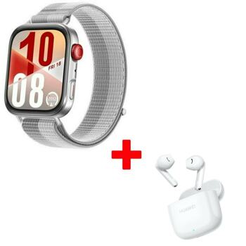 Смарт часовник Huawei Watch Fit 4 Seiya-B19F Nelon в комплект със слушалки Huawei FreeBuds SE 2, 1.82"(4.62cm) AMOLED дисплей, 10 дни време на работа, сива плетена каишка | JAR Computers Huawei Watch Fit 4 Seiya-B19F Nelon + FreeBuds 2 S
