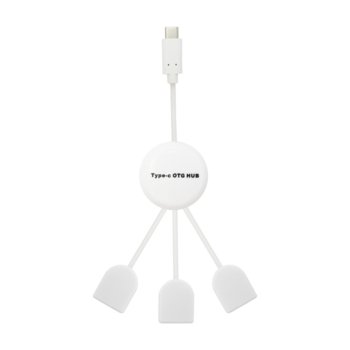 USB хъб, USB 3.1 Type-C, 3 Порта, Бял
