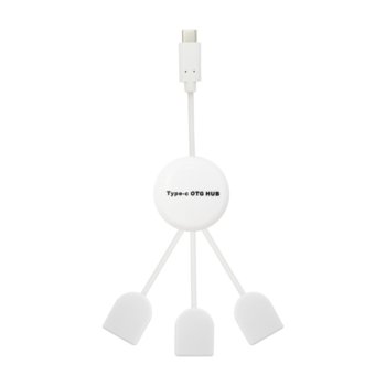 USB Хъб Type-c OTG HUB, 3 порта, от USB Type C към 3x USB 3.0 Type-A, Type-C, бял | JAR Computers USB хъб, USB 3.1 Type-C, 3 Порта, Бял