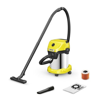 Прахосмукачка Karcher WD 3 S V-17/4/20, 1000W, с торба, за мокро и сухо почистване, 4м кабел, издухваща функция, 17л. капацитет на контейнера, жълта | JAR Computers Karcher WD 3 S V-17/4/20
