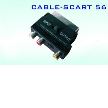 Преходник от Scart(м) към 3x RCA Chinch(ж)/1x S-Video(ж), черен, с превключвател за вход/изход | JAR Computers Scart(м) към 4x RCA Chinch(ж)/ SVHS(ж)