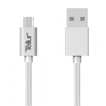 Кабел Tellur TLL155131, от USB-A(м) към USB Micro B(м), 1m, сребрист | JAR Computers Tellur USB to Micro-USB, 1m silver TLL155131