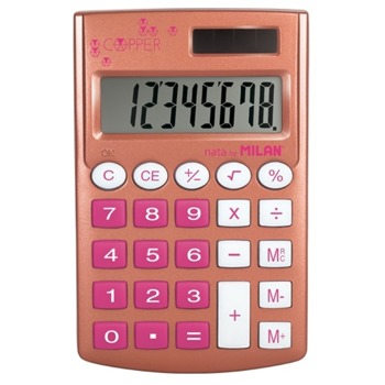 Калкулатор Milan Copper, 8 разряден дисплей, джобен, 3 memory бутона и функция корен квадратен, автоматично изключване, червен | JAR Computers Milan Copper 2060100025