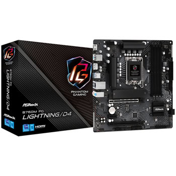 Дънна платка ASRock B760M PG Lightning/D4, B760, LGA1700, DDR4, PCI-E 4.0 (DP&HDMI), 4x SATA 6Gb/s, 2x M.2, 1x USB 3.2 Gen 1 Type-C, 3x USB 3.2 Gen 1 Type-A, Micro ATX | JAR Computers ASRock B760M PG Lightning/D4