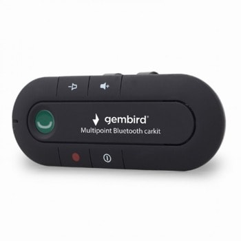 Хендсфри за кола Gembird BTCC-03, безжично, микрофон, свързване до 2 мобилни телефона едновременно, Bluetooth 2.1, обхват до 8 метра, високоговорител, до 12 часа време за разговори, черно image