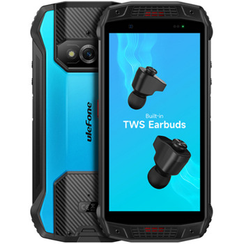 Смартфон Ulefone Armor 15 (син), поддържа 2 SIM карти, 5.45" (13.84cm) HD+ дисплей, осемядрен Mediatek Helio G35 4x2.3GHz & 4x1.8GHz, 6GB RAM, 128GB Flash памет(+microSD слот), 12 + 13 + 16 Mpix камери, Android, в комплект с TWS слушалки, 346g | JAR Computers Ulefone Armor 15 6/128GB Blue