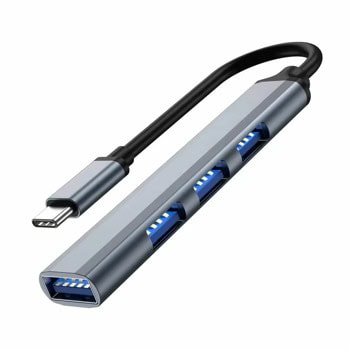 USB Хъб DeTech, 4 порта, от USB Type-C към 4x USB 3.0 Type-A, сив | JAR Computers DeTech 4хUSB3.0 17847