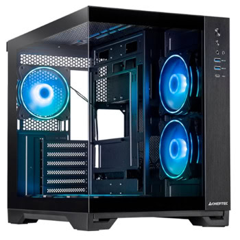 Кутия Chieftec Visio (GM-30B-TG-OP), ATX/microATX/Mini-ITX, 1x USB 3.2 Gen 2 Type-C, 2x USB 3.0, 6x ARGB 120mm вентилатора, с прозорец, черна, без захранване | JAR Computers Chieftec Visio GM-30B-TG-OP