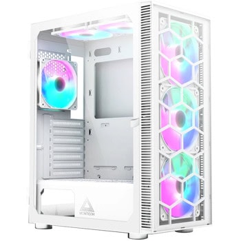 Кутия Montech X3 GLASS, ATX/Micro ATX/Mini ITX, 1x USB 3.0, 3x 120mm RGB вентилатора, 3x 140mm вентилатора, с прозорец, бяла, без захранване | JAR Computers Montech X3 GLASS White X3-GLASS-WH