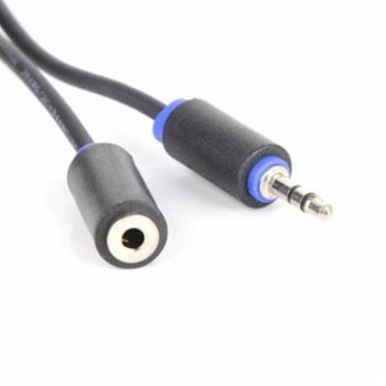 Кабел Royal CABLE-423/1.5 Slim, от 3.5mm жак(м) към 3.5mm жак(ж), 1.5m, черен | JAR Computers Royal CABLE-423/1.5 Slim 21014039