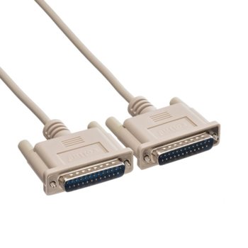Кабел Roline 11.01.3560, от RS-232 25-pin (DB9)(м) към RS-232 25-pin (DB9)(м), 6m, монолитен, 25 проводника, бял | JAR Computers ROLINE 11.01.3560 RS-232 сериен кабел