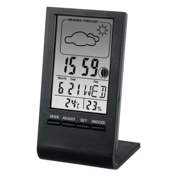 Цифров термометър/хигрометър Hama TH-100, часовник / верометър / календар / аларма, черен image