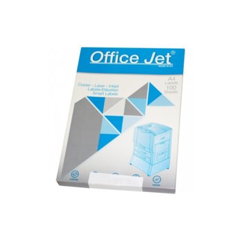 Етикети за принтери Office Jet, формат А4, размер 210х148.1mm, 2бр. на лист, опаковка от 100 листа, бели | JAR Computers Office Jet Етикети за принтери