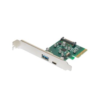 Контролер Makki MAKKI-PCIE-2XUSB31-AC-V1, от PCI-E x2 към USB A 3.1(ж) и USB 3.1 Type C(ж) | JAR Computers Makki MAKKI-PCIE-2XUSB31-AC-V1