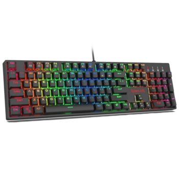 Клавиатура Redragon Surara K582RGB-BK, гейминг, механична, червени суичове, 104 клавиша, RGB подсветка, черна, USB | JAR Computers Redragon K582RGB-BK_RD