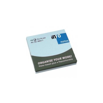 Самозалепващи листчета Info, 100л., размер 75x75mm, сини | JAR Computers Info Самозалепващи листчета
