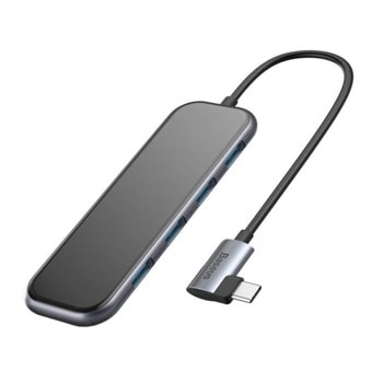 USB Хъб Baseus Mirror Series, 1x USB C, 4x USB 3.0, сив | JAR Computers Baseus Mirror Series CAHUB-EZ0G