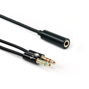Кабел Sbox 35F-2X35M, от 1x 3.5mm jack(ж) към 2x 3.5mm jack(м), 0.2 m, черен | JAR Computers SBOX 35F-2X35M