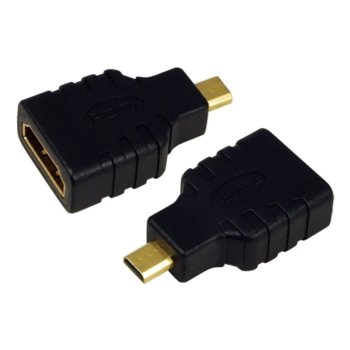 Преходник Logilink AH0010, HDMI Micro(м) към HDMI(ж), черен | JAR Computers LogiLink AH0010